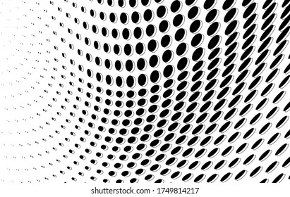 Halftone wave texture. A chaotic pattern of dots. Template for printing on fabric, posters, business cards. Monochrome pattern