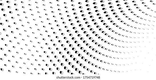 Halftone wave texture. A chaotic pattern of dots. Template for printing on fabric, posters, business cards. Monochrome pattern