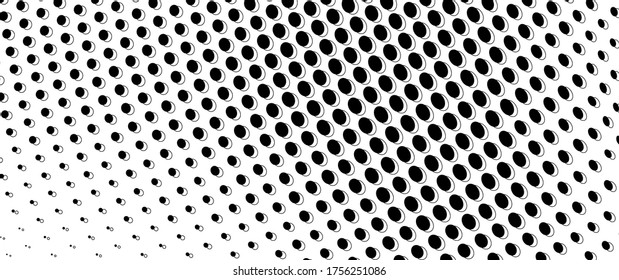 Halftone wave texture. A chaotic pattern of dots. Template for printing on fabric, posters, business cards. Monochrome pattern