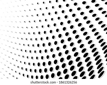 Halftone wave texture. A chaotic pattern of dots. Template for printing on fabric, posters, business cards. Monochrome pattern