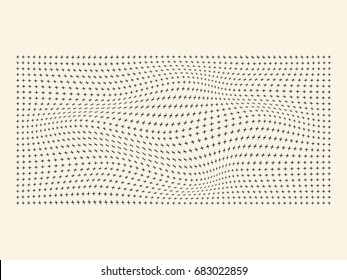 Halftone Waves Pattern Of Plus Symbol Old White Background