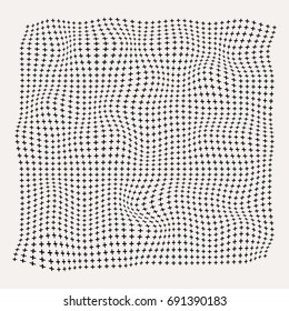 Halftone Waves Plus Symbol Pattern On Old White Background, Rough Surface, Vector Illustration