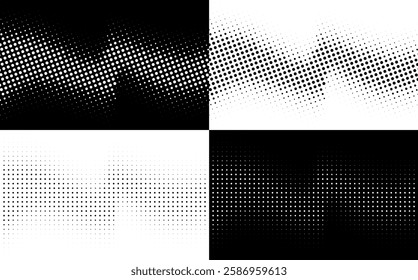 Halftone waves set. Vector illustration. Halftone circle dots pattern collection.