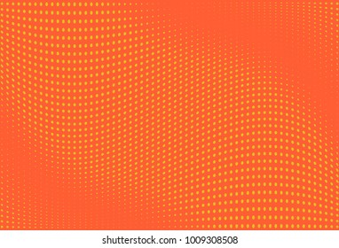 Halftone wavy background. Digital gradient. Dotted pattern with circles, dots, point small scale. Design element for web banners, posters, cards, wallpapers, sites, panels. Yellow, orange color