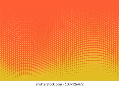 Halftone wavy background. Digital gradient. Dotted pattern with circles, dots, point small scale. Design element for web banners, posters, cards, wallpapers, sites, panels. Yellow, orange color