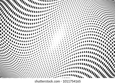 Halftone wavy background. Digital gradient. Dotted pattern with circles, dots, point small scale. Design element for web banners, posters, cards, wallpapers, sites, panels.