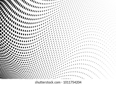 Halftone wavy background. Digital gradient. Dotted pattern with circles, dots, point small scale. Design element for web banners, posters, cards, wallpapers, sites, panels.