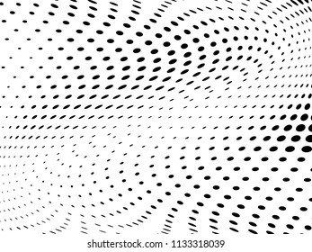 Halftone wavy background. Digital gradient. Dotted pattern with circles, dots, point small scale. Design element for web banners, posters, cards, wallpapers, sites, panels.