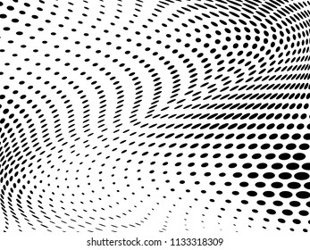 Halftone wavy background. Digital gradient. Dotted pattern with circles, dots, point small scale. Design element for web banners, posters, cards, wallpapers, sites, panels.