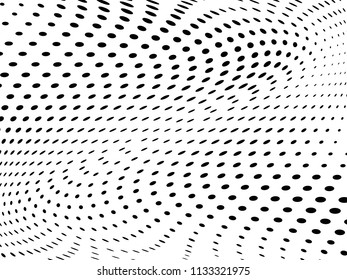 Halftone wavy background. Digital gradient. Dotted pattern with circles, dots, point small scale. Design element for web banners, posters, cards, wallpapers, sites, panels.