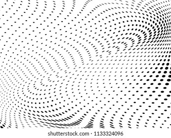 Halftone wavy background. Digital gradient. Dotted pattern with circles, dots, point small scale. Design element for web banners, posters, cards, wallpapers, sites, panels.
