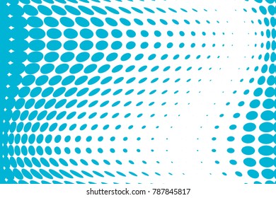Halftone wavy background. Digital gradient. Dotted pattern with circles, dots, point large scale. Design element for web banners, posters, cards, wallpapers, sites, panels. Blue color
