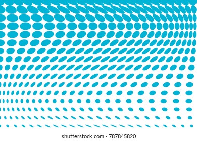 Halftone wavy background. Digital gradient. Dotted pattern with circles, dots, point large scale. Design element for web banners, posters, cards, wallpapers, sites, panels. Blue color
