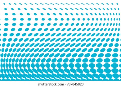 Halftone wavy background. Digital gradient. Dotted pattern with circles, dots, point large scale. Design element for web banners, posters, cards, wallpapers, sites, panels. Blue color
