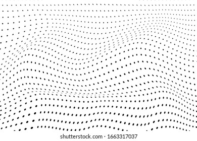 Halftone wavy black dot on white background. 