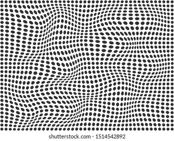 Halftone, wavy, circles, dots pattern. Vector illustration.