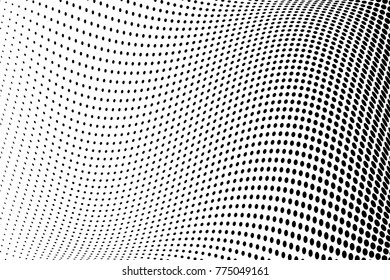 Halftone wavy pattern. Comic background. Dotted retro backdrop with circles, dots. Design element for web banners, posters, cards, wallpapers, sites. Pop art style. Black and white color