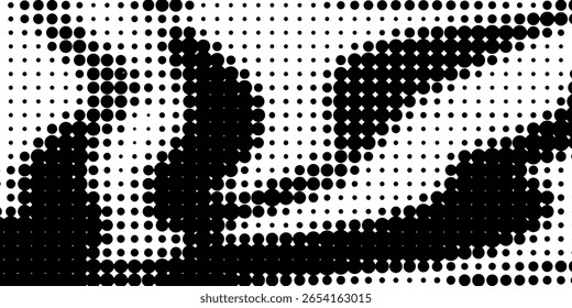 Halftone wavy texture background. Dotted gritty sand noise wallpaper. Black grunge pop art wave gradient overlay. Vector bitmap fading subtle surface