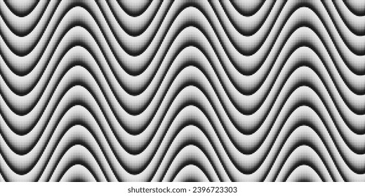 Halftone Wavy Texture Vector Design. Modern Dotted Waves Background. Noisy Grain Textured Backdrop.
