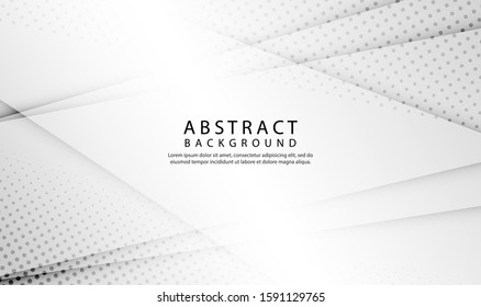 Halftone white and gray background with abstract style. Modern design template concept. Decorative web layout, poster, banner, brochure, etc. Vector illustration