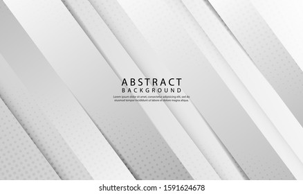 Halftone white and gray background with abstract style. Modern design template concept. Decorative web layout, poster, banner, brochure, etc. Vector illustration