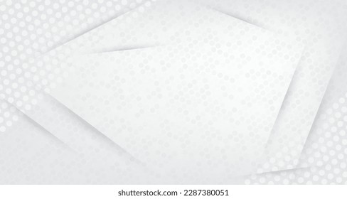 Halftone white  grey vector background. Simple web layout or poster, banner backdrop. Abstract white and gray light gradient lines background. Halftone dots texture cover design.