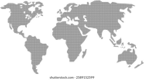 Halftone world map, black and white world map Free Vector