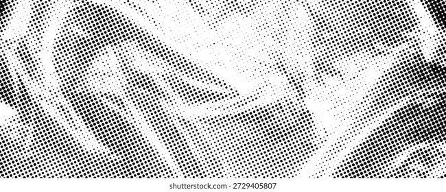 Capa de celofán arrugado de medio tono. Textura de plástico arrugada punteada. Viejo fondo de película arrugado áspero. Superficie arrugada envejecida en estilo comic pop art. Fondo de pantalla de papel arenoso de dibujos animados. Vector
