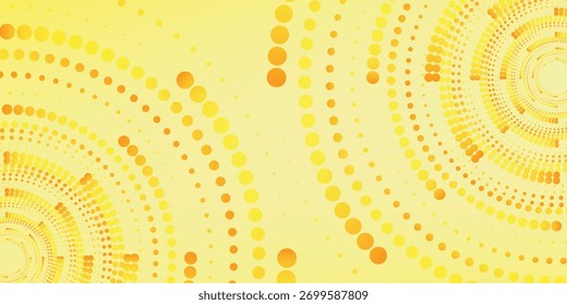 Halftone yellow circular background dotted frames set. Circle dots texture isolated on white concept soft retro