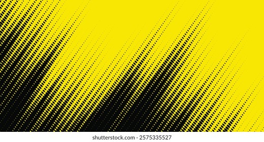 Halftone yellow dots pattern and black gradient grunge texture background	
