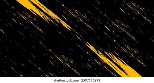 Halftone yellow dots pattern and black gradient grunge texture background. Dotted line comic sport style vector illustration