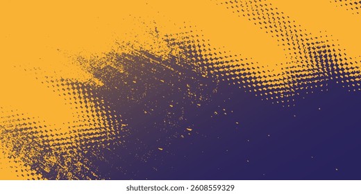 Halftone yellow dots pattern and black gradient grunge texture background. Dotted line comic sport style vector illustration.