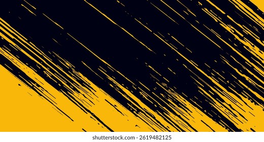 Halftone yellow dots pattern and black gradient grunge texture background. Dotted line comic sport style vector illustration.