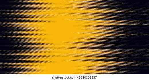 Halftone yellow dots pattern and black gradient grunge texture background. Dotted line comic sport style vector illustration. Eps10