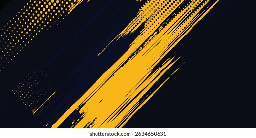Halftone yellow dots pattern and black gradient grunge texture background. Dotted line comic sport style modern 