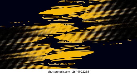 Halftone yellow dots pattern and black gradient grunge texture background. Dotted line comic sport style vector illustration.Vector ilustration