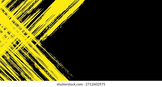 Padrão de pontos amarelos de meio-tom e fundo de textura grunge gradiente preto. Linha pontilhada ilustração de vetor de estilo de quadrinhos.