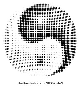 Halftone of Ying-yang symbol dot vector
