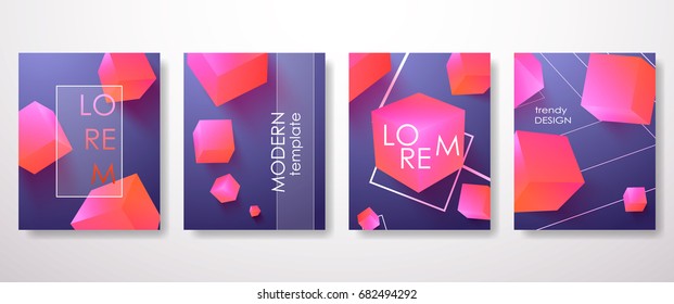 Halftone,3d, Minimal covers design,gradients, cubes shapes. Tech cover,futuristic banner, future template,abstract flyer, poster,trendy presentation, minimalist brochure. Vector geometric illustration