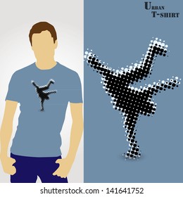 Halftone/dott patter break dancer on t-shirt design