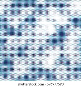 Halftones abstract background. Dirty dots texture with grunge effect. Vintage or retro white and blue grungy wallpaper with scratch. Vector backdrop