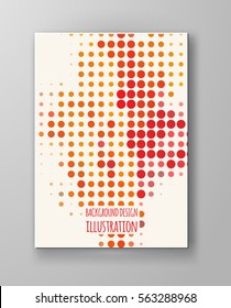 Halftones Banner. Orange color Brochure. Distress Dirty Damaged Spotted Circles Overlay Dots Texture . Grunge Effect 