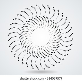 Halftones in Circles Form . Vector  Round Shapes with tiny triangles . Logo Icons . 