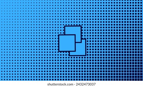 Medios tonos. Gradiente de cuadrados azules. Fondo monocromo. Elemento de diseño.