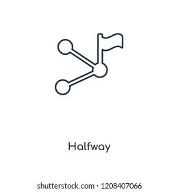 Halfway concept line icon. Linear Halfway concept outline symbol design. This simple element illustration can be used for web and mobile UI/UX.