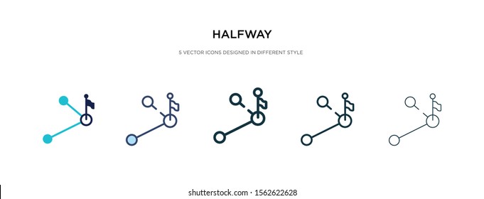 halfway icon in different style vector illustration. two colored and black halfway vector icons designed in filled, outline, line and stroke style can be used for web, mobile, ui