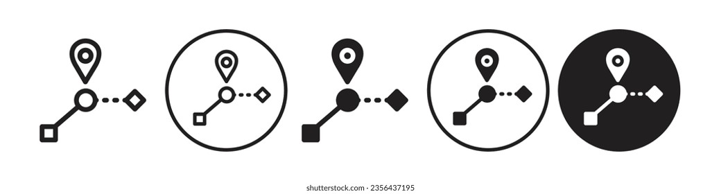 halfway icon. Mid path to success goal symbol. Vector set of half way education or work progress pin mark with location on map. Flat outline of travel destination start end map locator or navigation