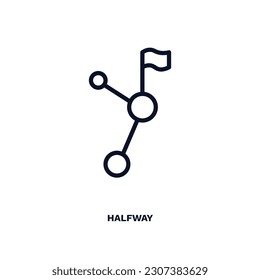 halfway icon. Thin line halfway icon from education and science collection. Outline vector isolated on white background. Editable halfway symbol can be used web and mobile