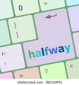 halfway word on computer pc keyboard key vector illustration