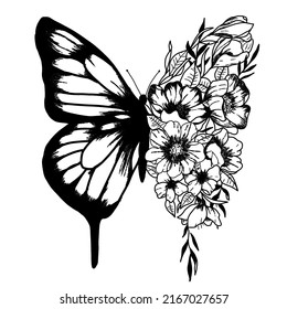 half  wing   half  flower butterfly illustration image